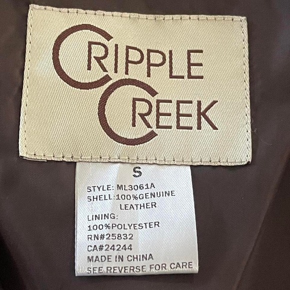 Men's Cripple Creek 100% Genuine Boer Suede Brown leather western vest small - Picture 8 of 8